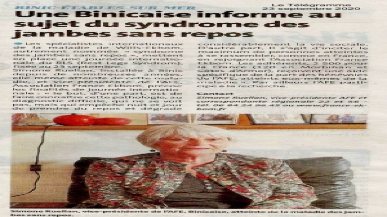 Une binicaise informe au sujet du syndrome des jambes sans repos Une binicaise informe au sujet du syndrome des jambes sans repos